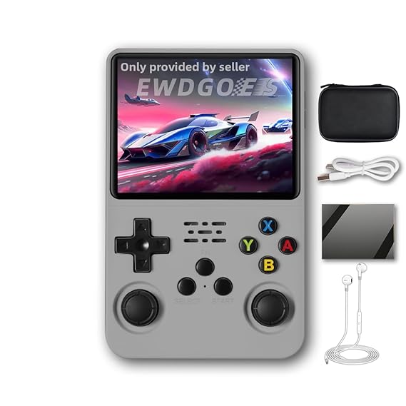 R36S Handheld Game Console 3.5 inch Preinstalled Emulator System White 32GB+64GB