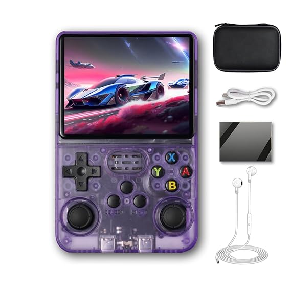 R36S Handheld Game Console 3.5 inch Preinstalled Emulator System White 32GB+64GB