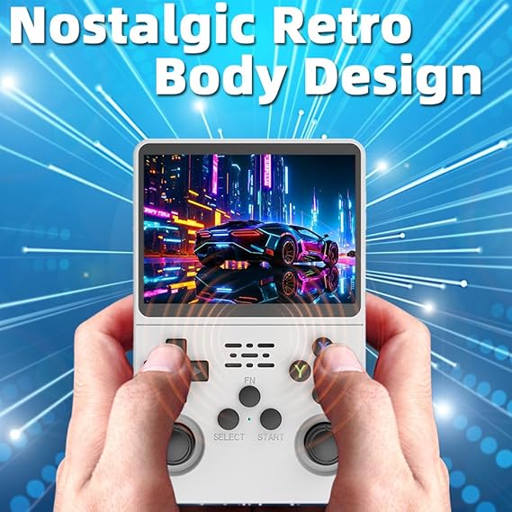 R36S Handheld Game Console 3.5 inch Preinstalled Emulator System White 32GB+64GB